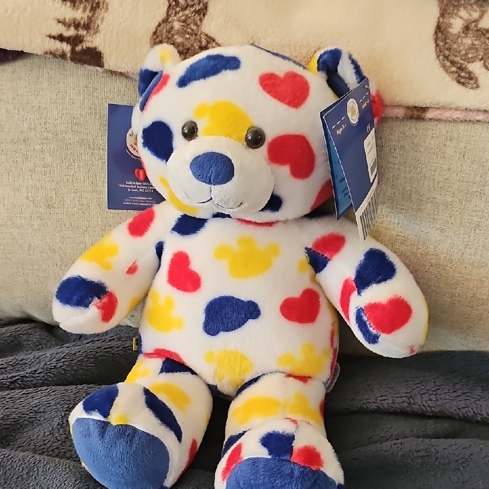 Colorful Heart and Bear Pattern Plush Toy